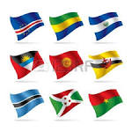 set of vector images of hearts with the flags of burkina faso