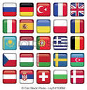 vector de europa iconos ajustado banderas cremallera incluye