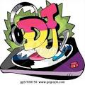 stock illustration dj design with record vinyl and ear phones
