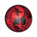 dragones rojo y negro de yin yang pins de zazzle