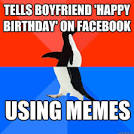 tells boyfriend happy birthday on facebook using memes