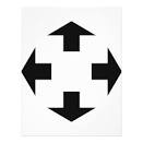 icono negro de cuatro flechas tarjeta publicitaria de zazzle