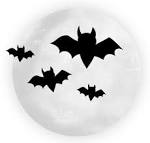 large transparent moon with bats halloween clipart