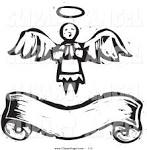 illustration vector of ablack and white praying angel with wings