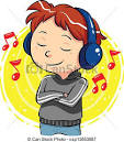 vector of listening to music a boy listening to music with