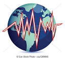 clipart vector of globe and earth quake lines illustration