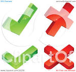 clipart illustration of two green check marks and two red x marks