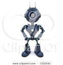 clipart of a d blue android robot standing guard royalty free