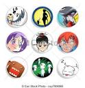 clipart vector of anime badges set set of badges with the