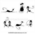dibujos elegante gatos siluetas negro para su diseno