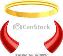 clipart vector of angels halo and devils horns illustration