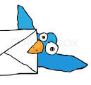 funny blue bird carrying mail vector colourbox
