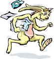 messenger rabbit delivering flyers royalty free clipart picture