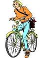 person on a bike with a messenger bag royalty free clipart picture