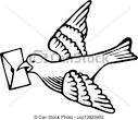 stock illustration of messenger dove simple black and white line