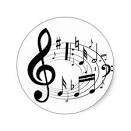 notas musicales negras en forma oval etiquetas redondas de zazzle