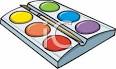 a watercolor paint set with a brush royalty free clipart picture