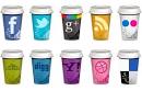 social coffee icons iconos de redes sociales en vasos de cafe