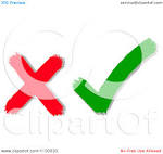 cartoon of a red x mark and green check mark royalty free vector