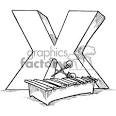 royalty free black and white letter x with an xylophone clipart