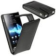 igadgitz black leather case cover holder for sony xperia u st i